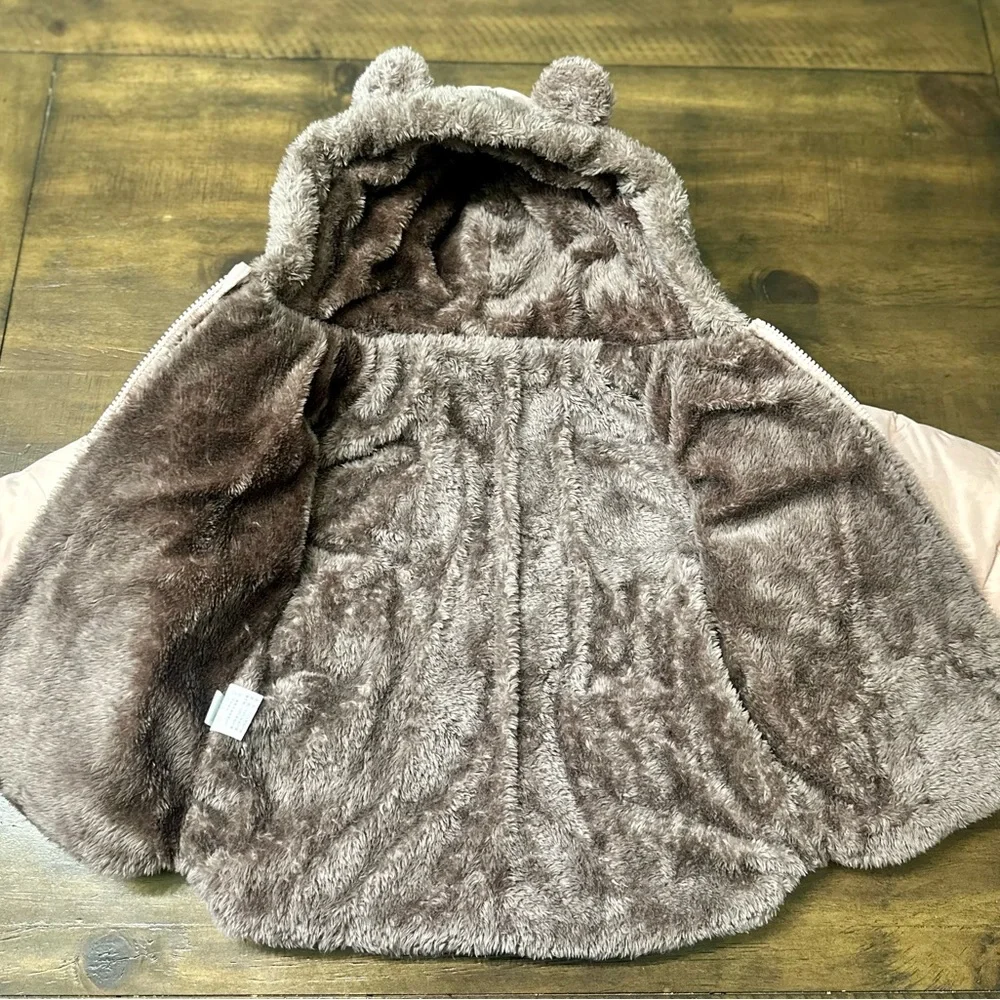 Toddler‎ Girls Pink Puffer Coat w/ Faux Fur Lined Hood (Bear Ears!) Size 2T